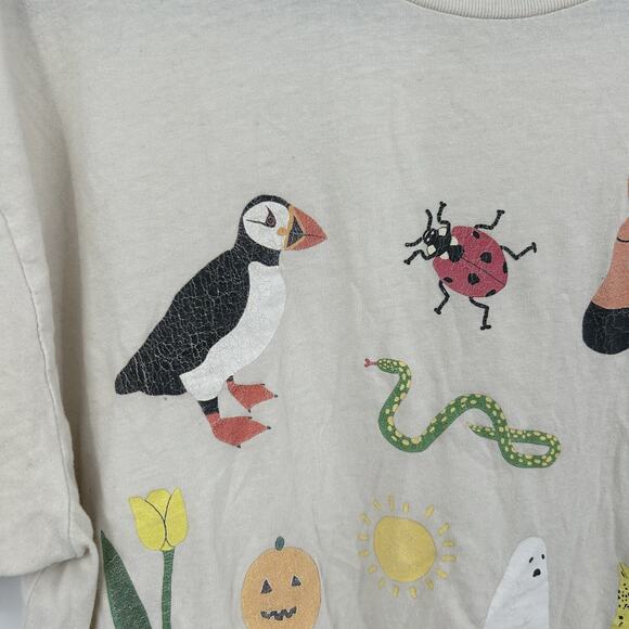 Lorien Stern Tan Animal Ghost Graphic Tee Shirt Size Medium M - Picture 3 of 5